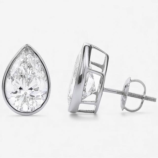 EVERA Diamonds 14K Gold Bezel-Set Shaped Diamond Stud Earrings | Style: Wgl/Pear | Size: 5.00CTW | by TSC