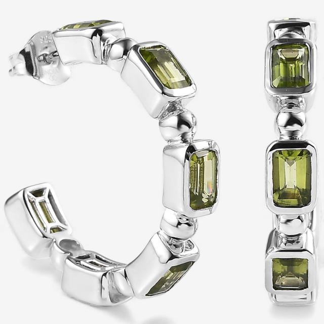 Gem Reflections Sterling Silver Gemstone J Hoop Earrings | Style: Peridot | by TSC