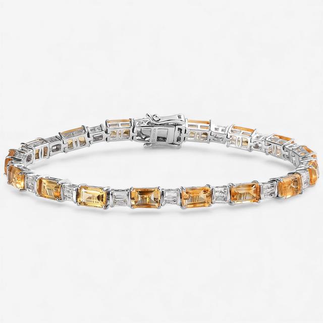 Gem Reflections Sterling Silver Gems and White Topaz Bracelet | Style: Citrine | Size: 8" | by TSC