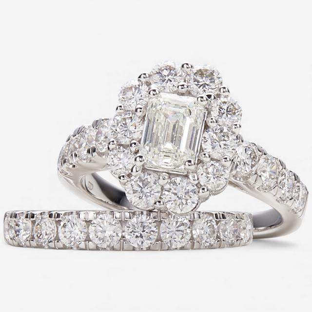 Diamond Show 18K White Gold 3.00ctw Ring and Band Set | Size: 7 | by TSC