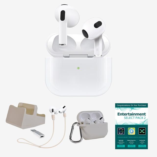 Apple AirPods Bundle with Lightning Charging Case (3rd generation) | Style: White | by TSC