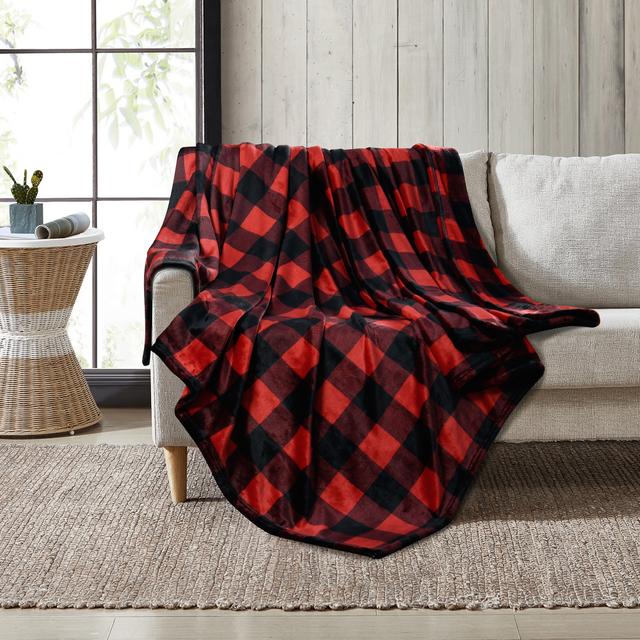 Coleman Plaid Plush Blanket | Style: Redbuffaloplaid | Size: QUEEN | by TSC