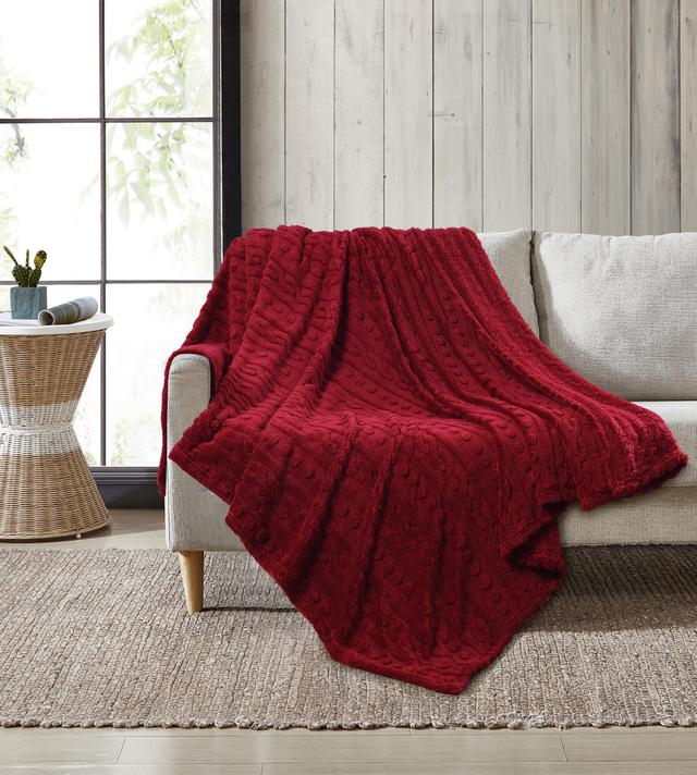 Coleman Jacquard Sherpa Blanket | Style: Red | Size: TWIN | by TSC