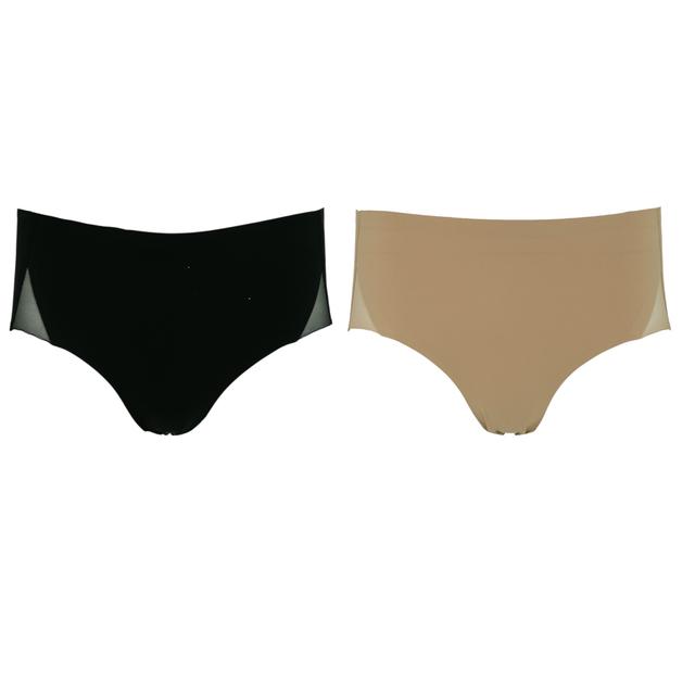 Rhonda Shear Shapewear Shear Invisible Edge Lace Brief (2-pack) | Style: Black/Beige | Size: Large | by TSC