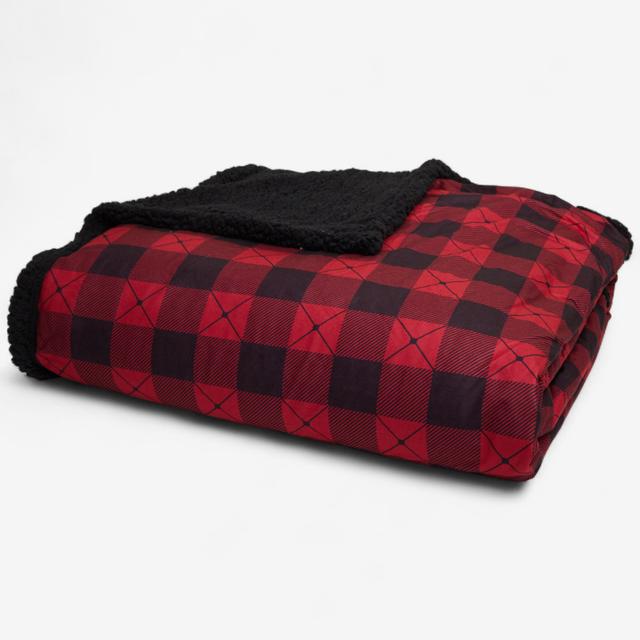Shavel Micro Flannel Sherpa Blanket | Style: Buffalo Check | Size: DBL/QUEEN | by TSC