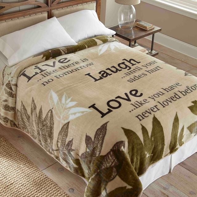 Shavel Knit Blanket (90" x 90") | Style: Live Love Laugh | by TSC