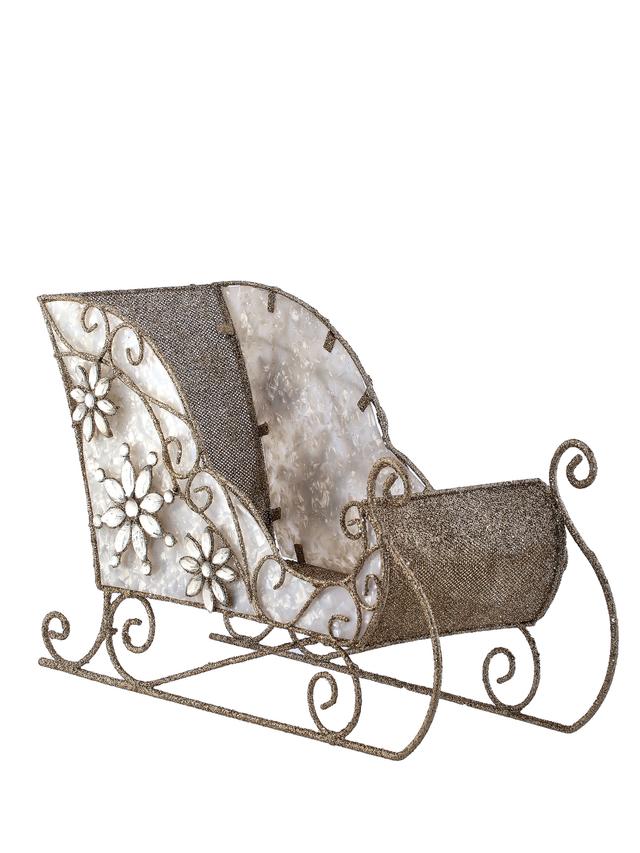 Holiday Memories 15" Glitter Wire Jeweled Sleigh | Style: White | by TSC