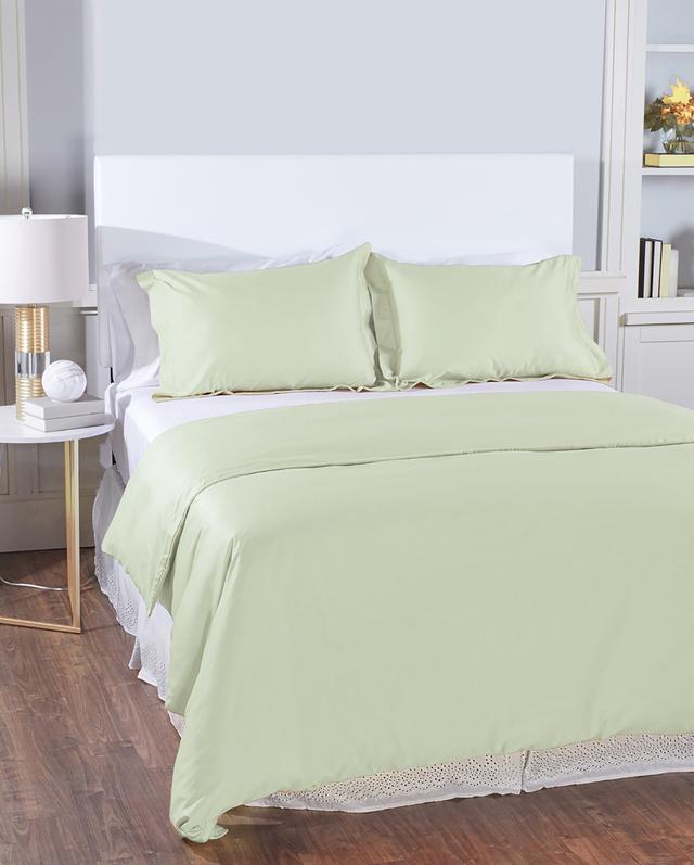 Home Suite 600 Thread-Count 100% Egyptian Cotton Duvet Cover Set | Style: Celadon | Size: QUEEN | by TSC
