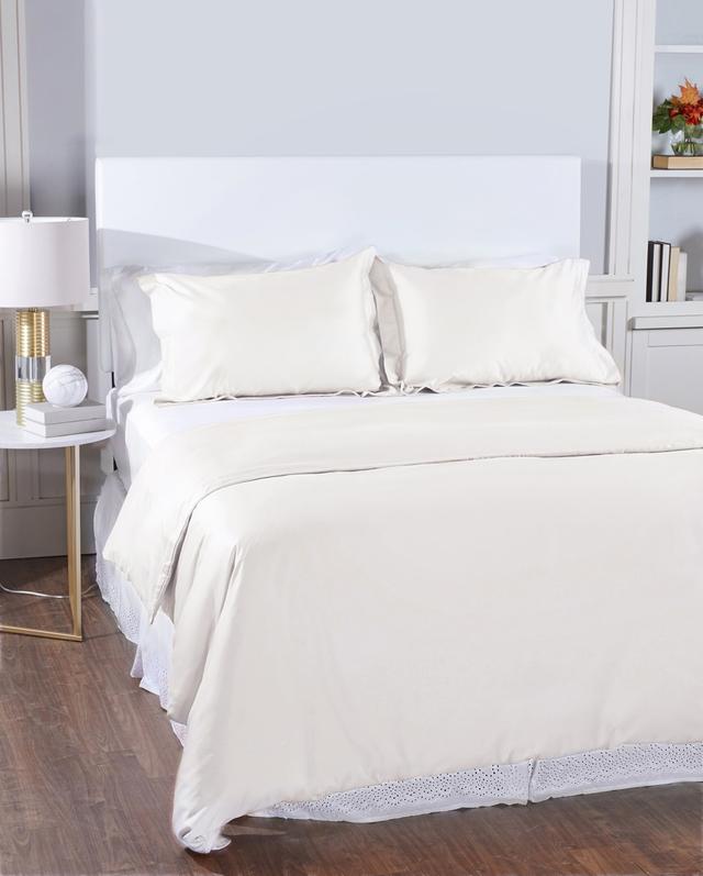Home Suite 600 Thread-Count 100% Egyptian Cotton Duvet Cover Set | Style: Cream | Size: QUEEN | by TSC