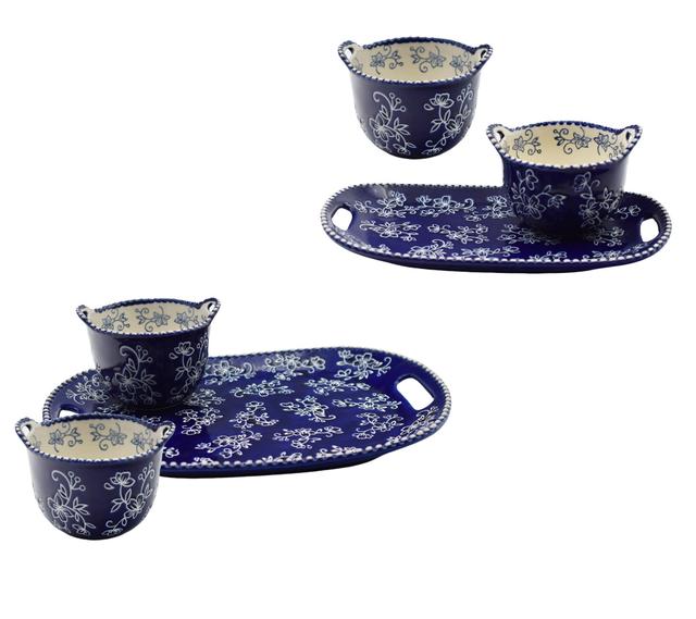 temp-tations 6-Piece Everyday Serving Trays and Bowls | Style: Florallaceblue | by TSC
