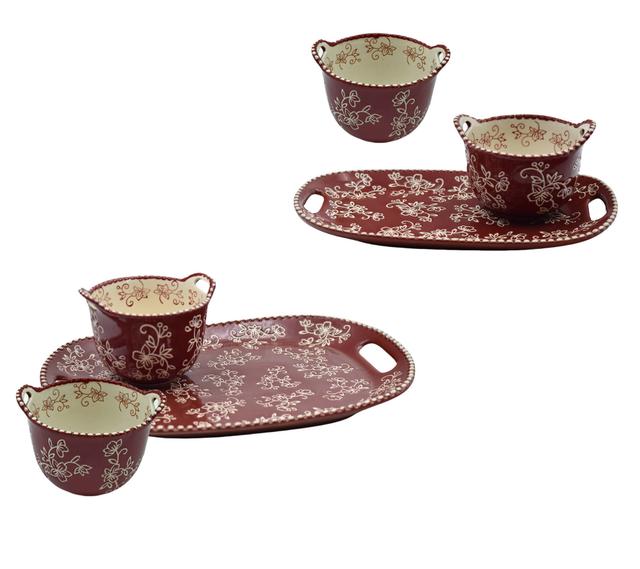 temp-tations 6-Piece Everyday Serving Trays and Bowls | Style: Florallacecranb | by TSC