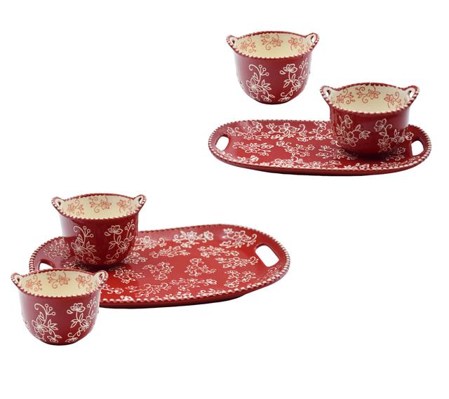 temp-tations 6-Piece Everyday Serving Trays and Bowls | Style: Florallacered | by TSC