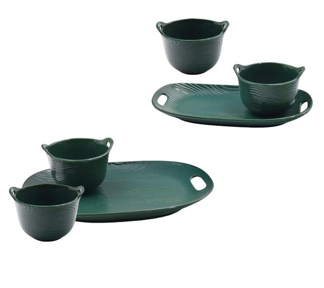 temp-tations 6-Piece Everyday Serving Trays and Bowls | Style: Woodlandemerald | by TSC