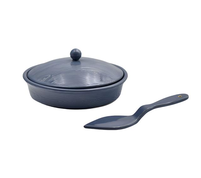 temp-tations Covered Pie Dish with Ceramic Server | Style: Woodlandslatebl | by TSC
