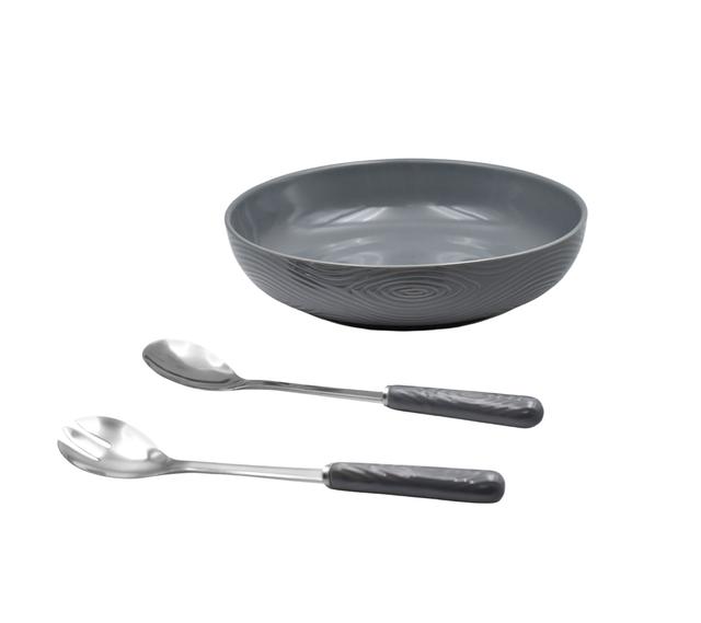 temp-tations 3-Quart Serving Bowl with Utensils | Style: Woodland Grey | by TSC