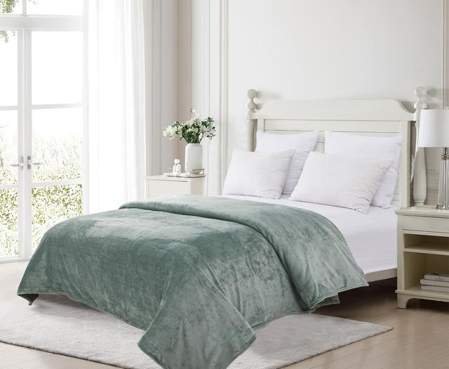 Claro Living Home Claro Living Plush Flannel Blanket | Style: Sage | Size: TWIN | by TSC