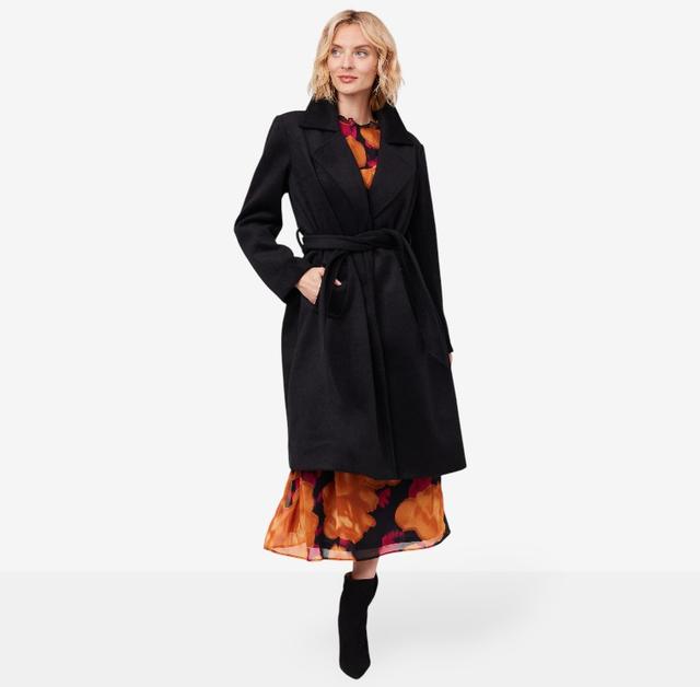 Isaac Mizrahi New York Wool Blend Belted Wrap Coat | Style: Black | Size: 1X | by TSC