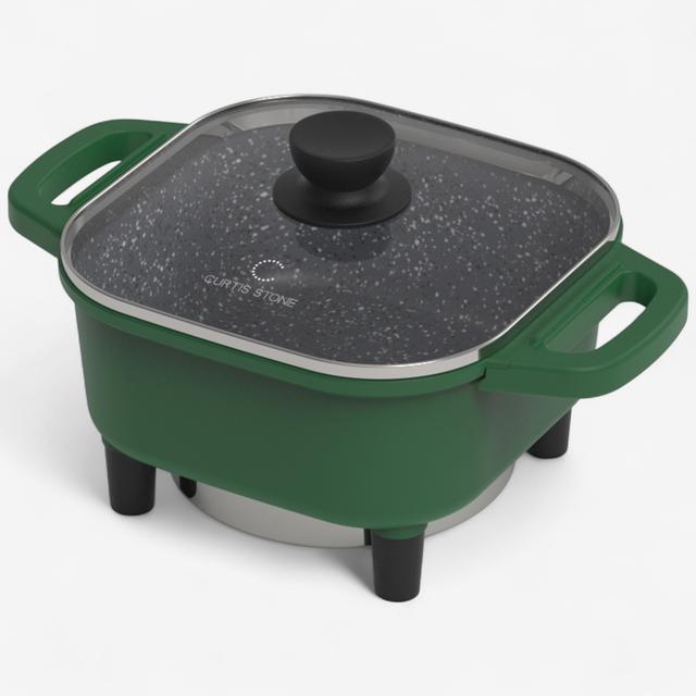 Curtis Stone 8" Dura-Pan Non-Stick Square Electric Skillet | Style: Hunter Green | by TSC