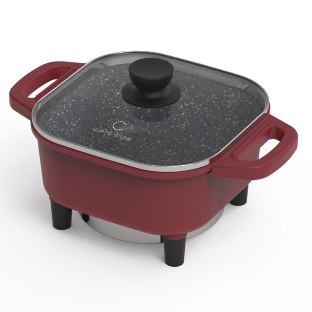 Curtis Stone 8" Dura-Pan Non-Stick Square Electric Skillet | Style: Red | by TSC