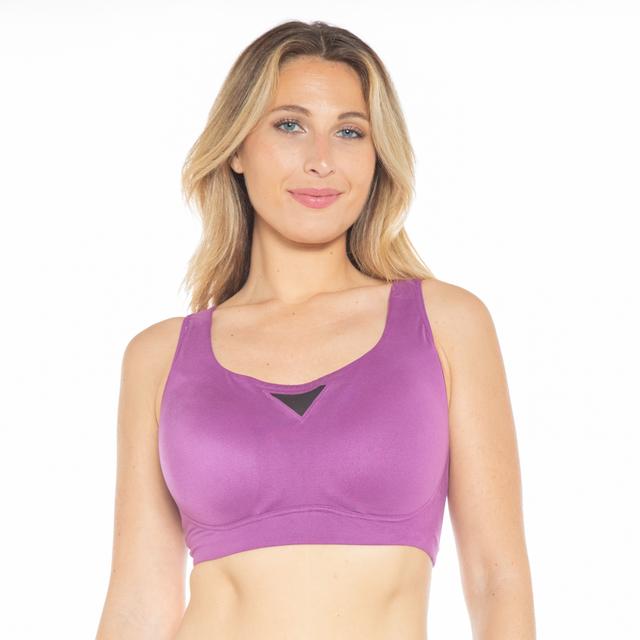 Rhonda Shear Shapewear Sculpt Active Bra With Mesh Inset | Style: Dark Purple | Size: Small | by TSC