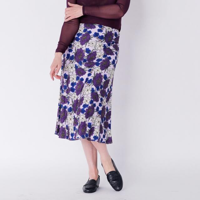 Crystal Kobe Stretch Satin Skirt | Style: Lavender Combo | Size: 1X | by TSC