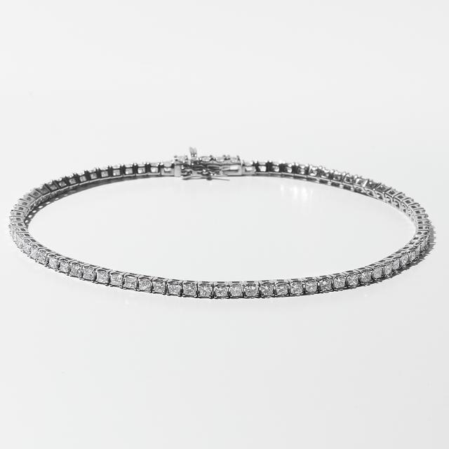 The Vault 14K Gold 3.00ctw Princess Cut Diamond Bracelet | Style: White Gold | Size: 7.25" | by TSC