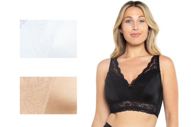 Rhonda Shear Shapewear Shear Original Pin Up Bra (3-pack) | Style: Blk/Wht/Bge | Size: Small | by TSC