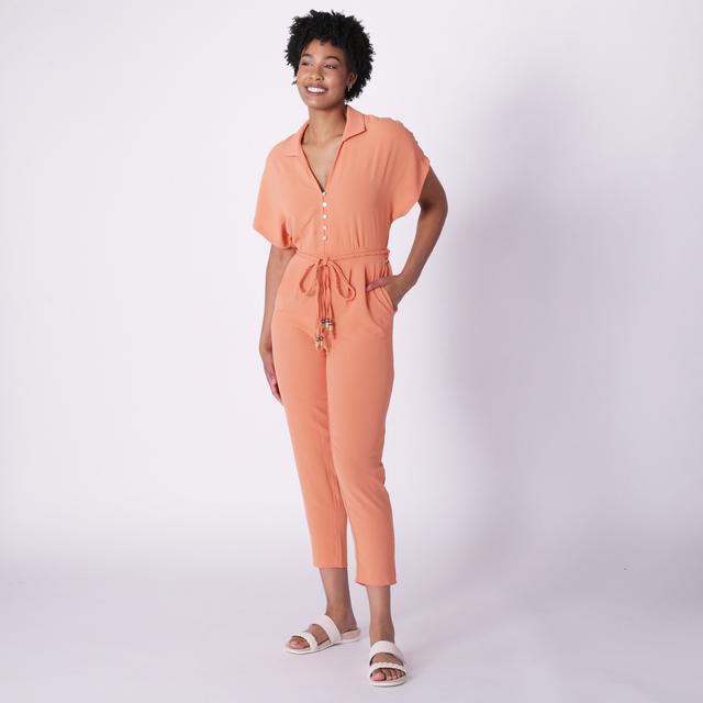 Everyday Jones Drapery Linen Textured Jumpsuit | Style: Coral Reef | Size: 2X | by TSC