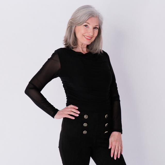 Everyday Jones Printed Mesh Ruched Body Suit | Style: Black | Size: XS | by TSC