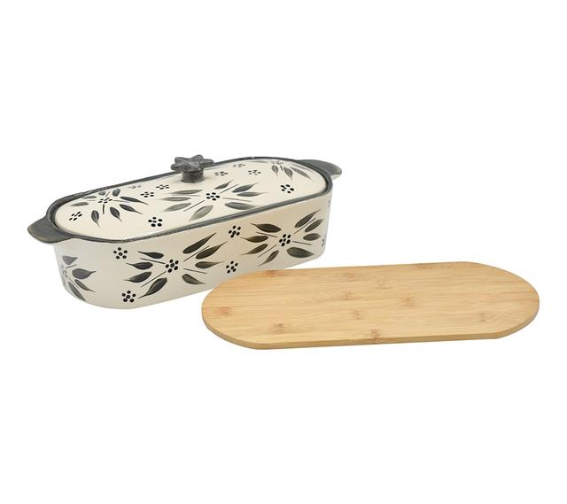 temp-tations 2 Quart Squoval Baking Dish With Lid And Bamboo Trivet | Style: Oldworldgrey | by TSC
