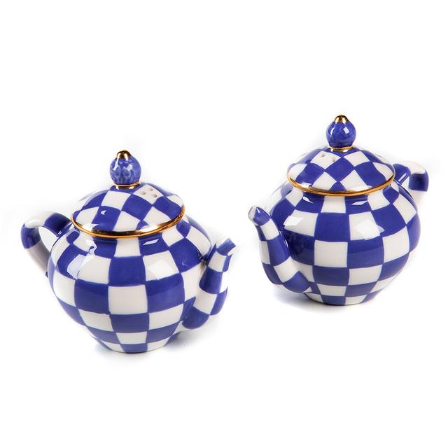 MacKenzie Childs MacKenzie-Childs Teapot Salt & Pepper Set | Style: Royal Check | by TSC