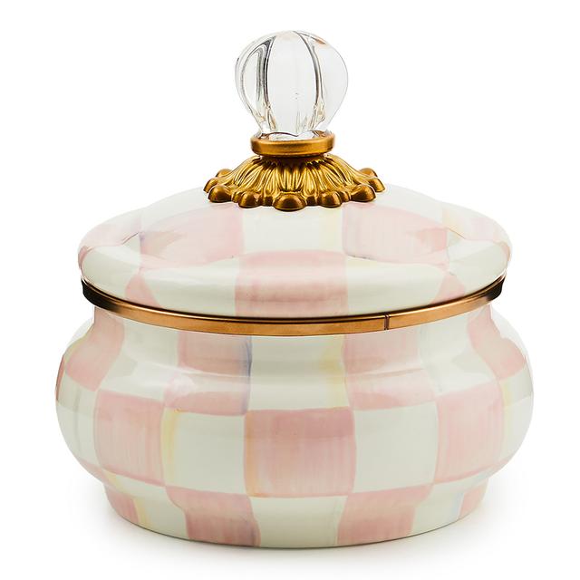 MacKenzie Childs MacKenzie-Childs Hand Decorated Enamel Squashed Pot | Style: Rosy Check | by TSC