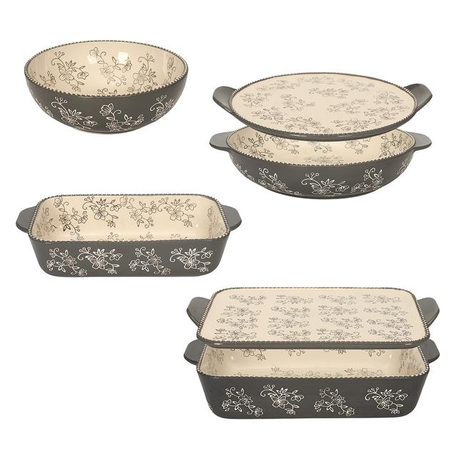 temp-tations 6-Piece Essential Bake and Serve Set | Style: Florallacegrey | by TSC