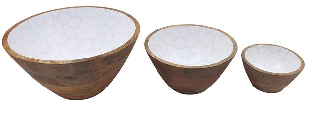 temp-tations Wooden Bowl (set of 3) | Style: Carvedwillowwht | by TSC