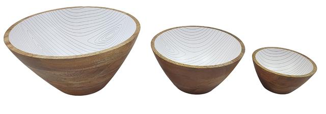 temp-tations Wooden Bowl (set of 3) | Style: Woodland White | by TSC