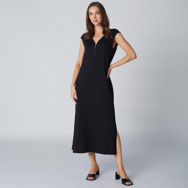 Mr. Max Bamboo Terry Dress With Slit and Zipper Detail | Style: Black | Size: XS | by TSC