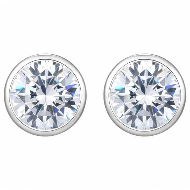 Diamonelle Sterling Silver Shaped Stud Earrings | Style: Rhop/Round | by TSC