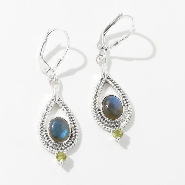 Himalayan Gems Sterling Silver Gemstone Earrings | Style: Lab/Peridot | by TSC