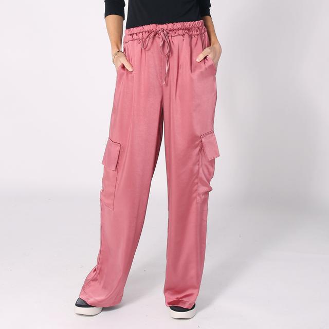 Astrid R & B Satin Cargo Pant | Style: Dark Pink | Size: XL | by TSC