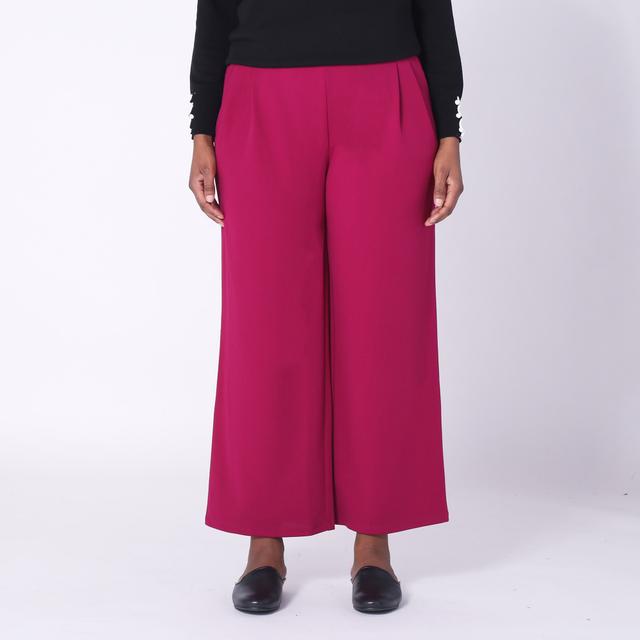 Nina Leonard Elastic Waist Pleat Pant | Style: Sangria | Size: 3X | by TSC