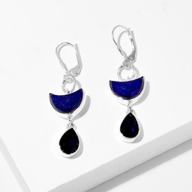 Himalayan Gems Sterling Silver Gemstone Earrings | Style: Lapis/Iolite | by TSC