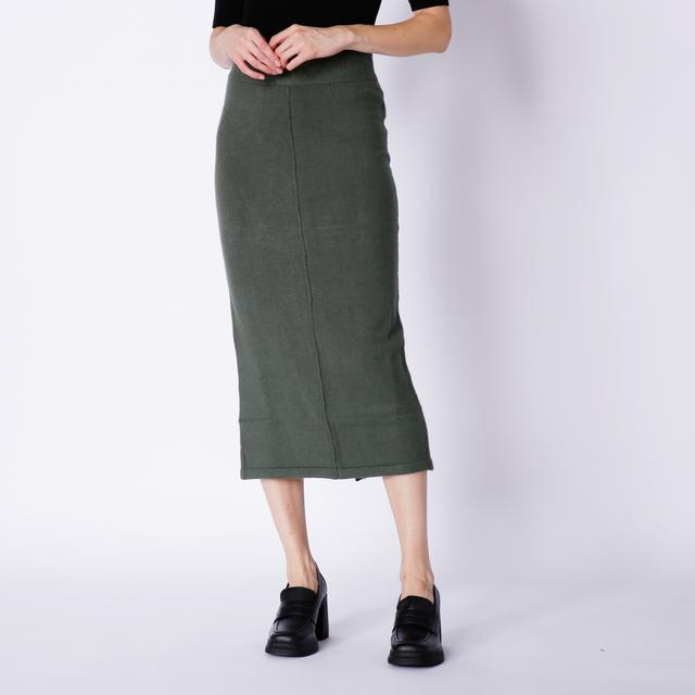 Badgley Mischka Pull-On Sweater Knit Midi Skirt | Style: Smoke Green | Size: 2XL | by TSC