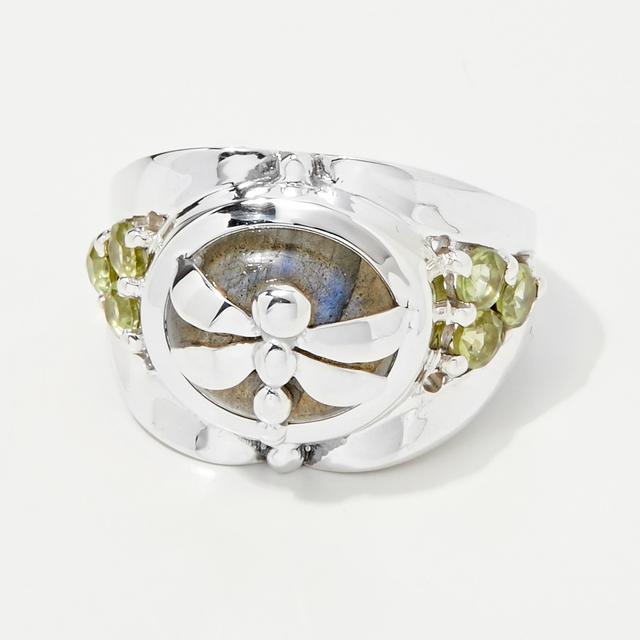 Himalayan Gems Sterling Silver Gemstone Dragonfly Ring | Style: Lab/Per | Size: 8 | by TSC