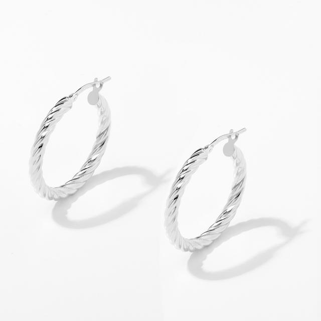 Stefano Oro 14K Gold Milano Hoop Earrings | Style: White Gold | Size: 10MM | by TSC