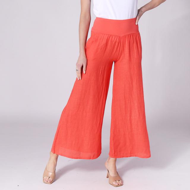 M Made In Italy Flowy Wide Leg Pant With Pockets | Style: Coral | Size: Small | by TSC
