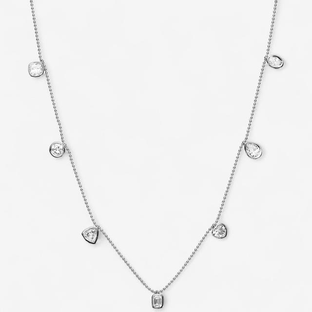 EVERA Diamonds 14K Gold 2.00 ctw Multi Shape Diamond Station Necklace | Style: White Gold | by TSC