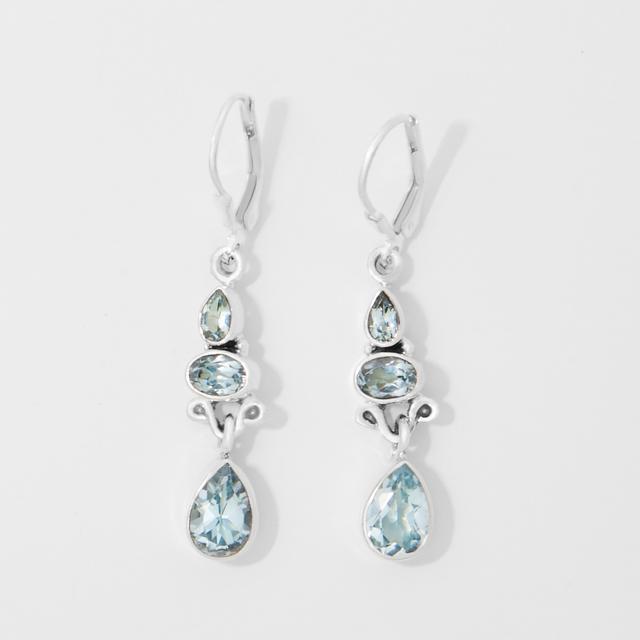 Himalayan Gems Sterling Silver Gemstone Earrings | Style: Blue Topaz | by TSC