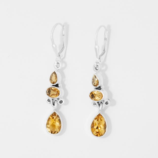 Himalayan Gems Sterling Silver Gemstone Earrings | Style: Citrine | by TSC