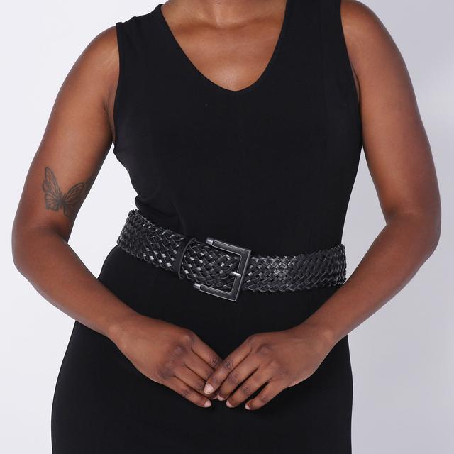 Kim & Co. Basket Weave Faux Leather Belt | Style: Black | Size: XL/XXL | by TSC