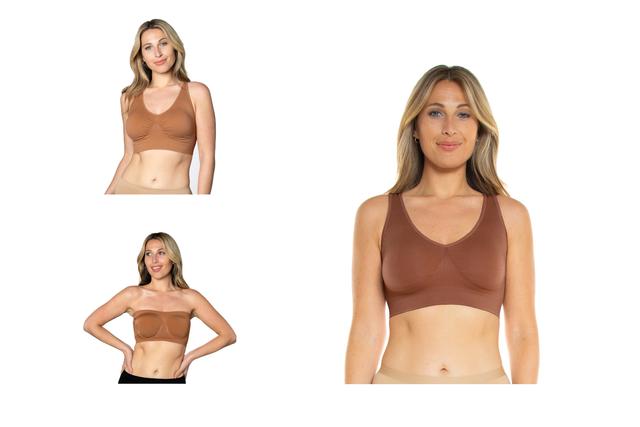 Rhonda Shear Shapewear Shear Three Pack Essentials Ahh Bra | Style: Mahogany | Size: Large | by TSC